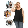 thumbnail image 6 of ANYFIT WEAR Plus Size Camisole with Built in Bra Padded Tank Tops for Women Flowy Sleeveless Summer Tops with Lace Hem Black,M, 6 of 7