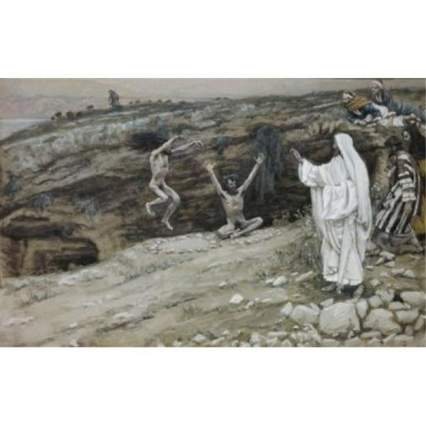 Posterazzi SAL9999105 Deux Hommes Possédés par des Diables James Tissot 1836-1902 Affiche Française Imprimée - 18 x 24 Po.