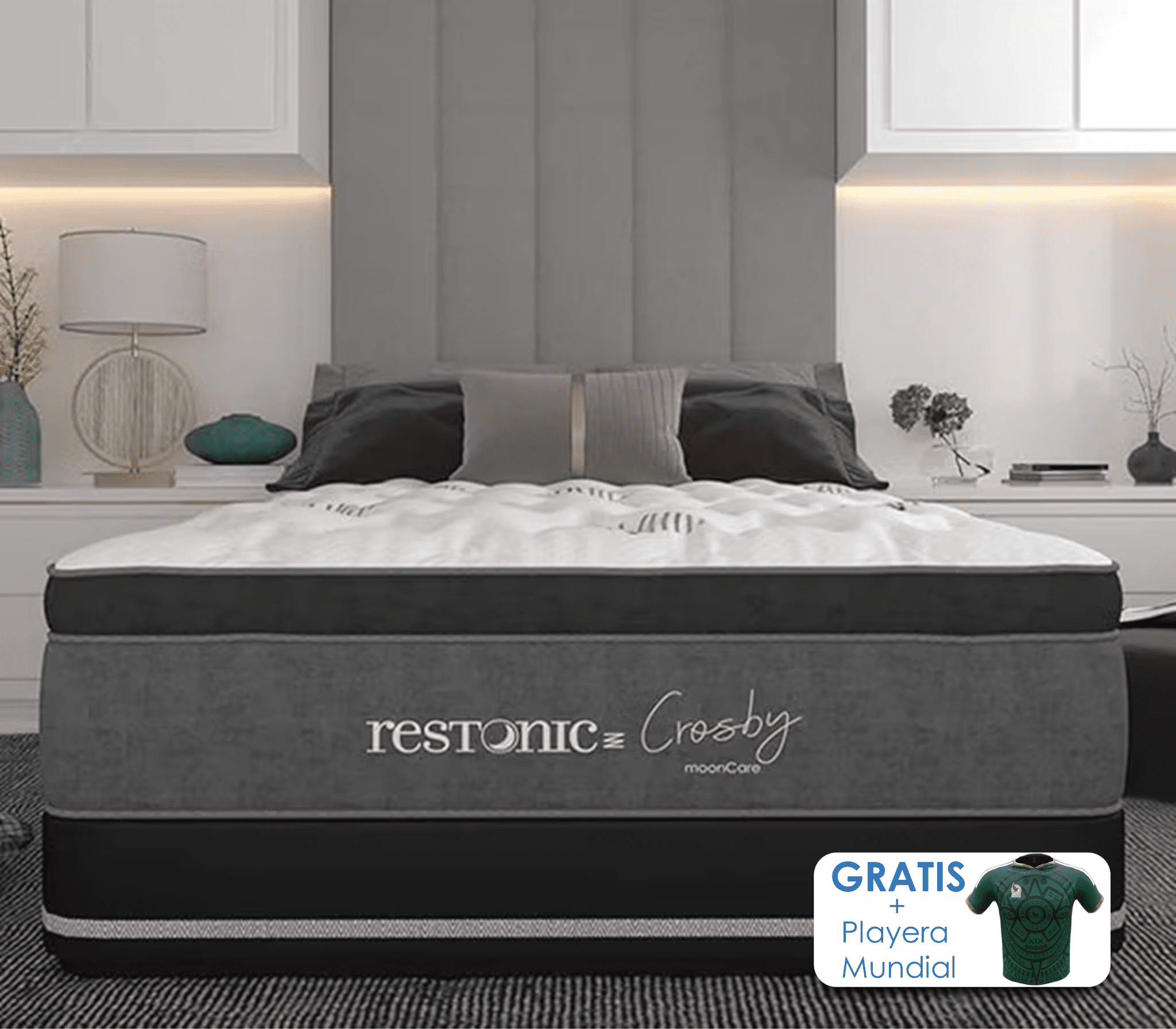 Memory Foam Elegante Colchón Ortopédico King size Gel Memory Foam Mega COLCHONETA 32 cm de Altura Restonic