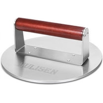 HULISEN 8.5-Inch Burger Press, 2.5 lbs Heavy Duty Bacon & Grill Press, Stainless Steel Smashed Burger Press, Round Smasher with Wood Handle, BBQ Griddle Accessories for Hamburger, Steak, Meat