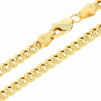 Nuragold 10k Real Yellow Gold Miami Cuban Link 4mm Chain Necklace (16"-30") Italian Jewelry for Men & Women