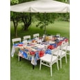 thumbnail image 4 of Outdoor Tablecloth with Umbrella Hole for Patio/Picnic/Party/Camping, American Flag Waterproof Table Cloth Rectangle Table Cover Washable, Forest Funny Dogs Red Blue Independence Day (60"x 84"), 4 of 8