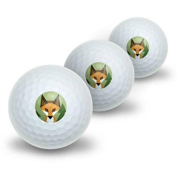 Geometric Orange Fox Novelty Golf Balls, 3pk