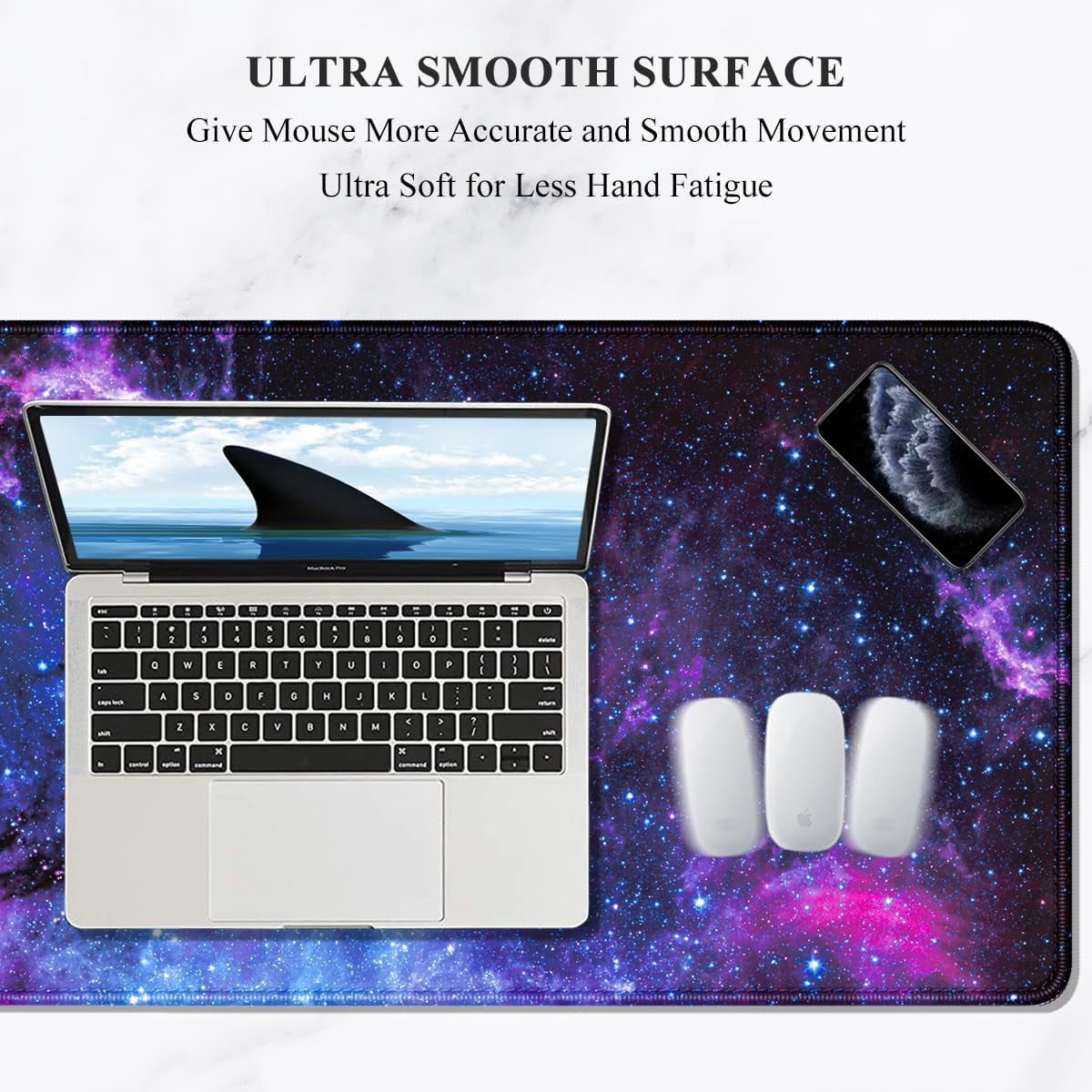 Large Mouse Pad, XXL Gaming Mousepad, Desk Mat for Desktop, Thick Rubber, Big & Long Size, Stitched Edges, Full Desk Pad for Laptop & Computer, Extended 31.5 x 11.8 in, Amazing Galaxy