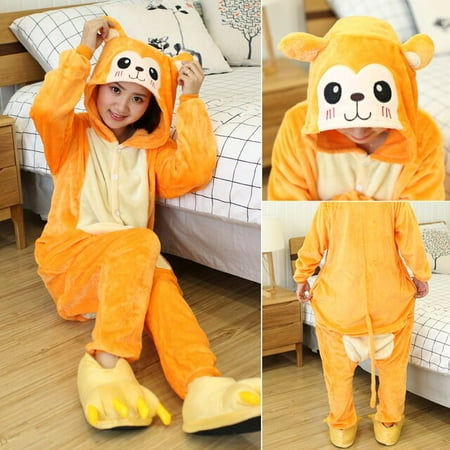 

CoCopeanut Unisex Adults Monkey Animal Pajamas Anime Onesie Stitch Unicorn Tiger Koala Flannel Cartoon Cute Warm Cosplay Sleepwear Pyjamas