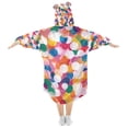 thumbnail image 2 of FORMRS Wearable Blanket Hoodie with Sleeves for Kids Cozy Flannel Sweatshirt, White Colorful Circles, 2 of 7