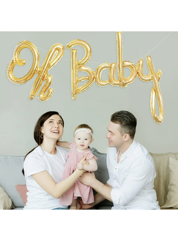 Way to Celebrate! Baby Shower Oh Baby Foil Balloon Banner, Gold