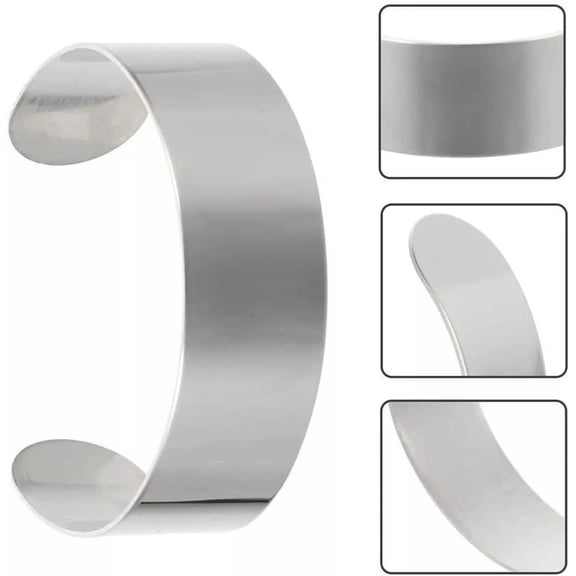U8MO Cuff Bracelet Blank Bangle Silver Stainless Steel Metal Stamping Thick