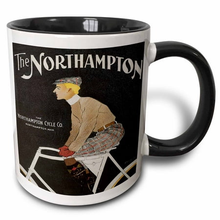 3dRose The Northampton Cycle Co. Northampton, Mass Vintage Bicycle Advertising Poster - Two Tone Black Mug,