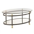 thumbnail image 2 of Allesandro 2 Piece Oval Glass Coffee Table and Round Glass End Table Set in Gold, 2 of 9