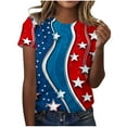 thumbnail image 2 of VKOYWKM Women Tops 4th of July American Flag Patriotic T Shirts Independence Day Star Stripe Graphic Tees Short Sleeve Crew Neck Red White and Blue Tshirt Shirts, 2 of 4