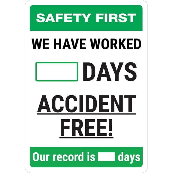 Accident Free Days Metal Sign 8x12 Inch Warning Caution Notice Plaque for Workplace Construction Site Industrial Facility Wall Decor Home Business