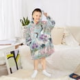 thumbnail image 6 of FORMRS Wearable Blanket Hoodie with Sleeves for Kids Cozy Flannel Sweatshirt, Green Floral Cranes Pattern, 6 of 7