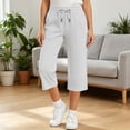 thumbnail image 6 of HAOTAGS Big Girls Capri Pants with Pockets (5-15) Elastic Waist Casual Sporty Cropped Pants White Size 12, 6 of 10