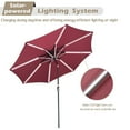 thumbnail image 3 of IVV 9FT Outdoor Solar LED Lighted Patio Umbrella with 8 LED Strip Lights & 8 Ribs, Convenient Crank Lift (Red), 3 of 9