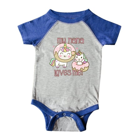 

Inktastic My Nana Loves Me Unicorn Gift Baby Boy or Baby Girl Bodysuit