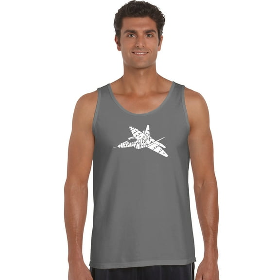 LA Pop Art Men's Word Art Tank Top - FIGHTER JET - NEED FOR SPEED