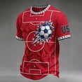 thumbnail image 2 of Usa Mens Soccer Jersey Short Sleeve Crew Neck Summer Shirts International Football Tee Retro Streetwear Top Red M, 2 of 4