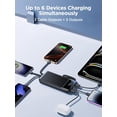 thumbnail image 2 of 20000mAh Power Bank, Portable Charger with Built in Cable Fast Charging Battery Pack Slim 6 Outputs 3 Inputs LED Display Phone Charger for iPhone Samsung Android, Travel Essential Gift, Black, 2 of 7