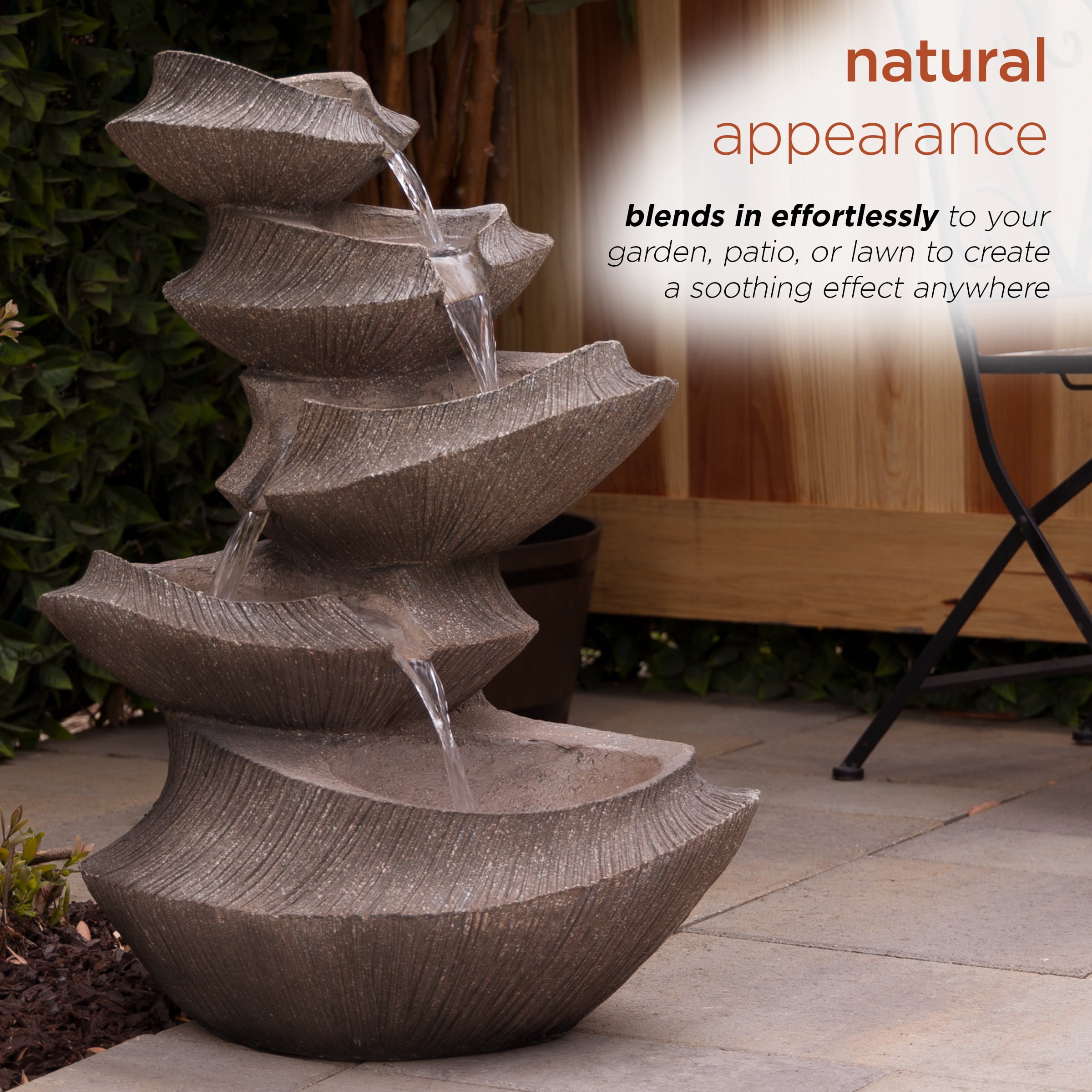 Alpine Corporation Cascading Outdoor Fountain with LED Lights, 31" High