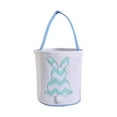 thumbnail image 2 of Edgergery Easter Bunny Basket Bags for Kids, Stripe Rabbit Pattern Egg Basket Hunt Bags Personalized Canvas Cotton Bucket with Fluffy Tail for Easter Eggs Candy Gift, 8.66" x 9", 2 of 7