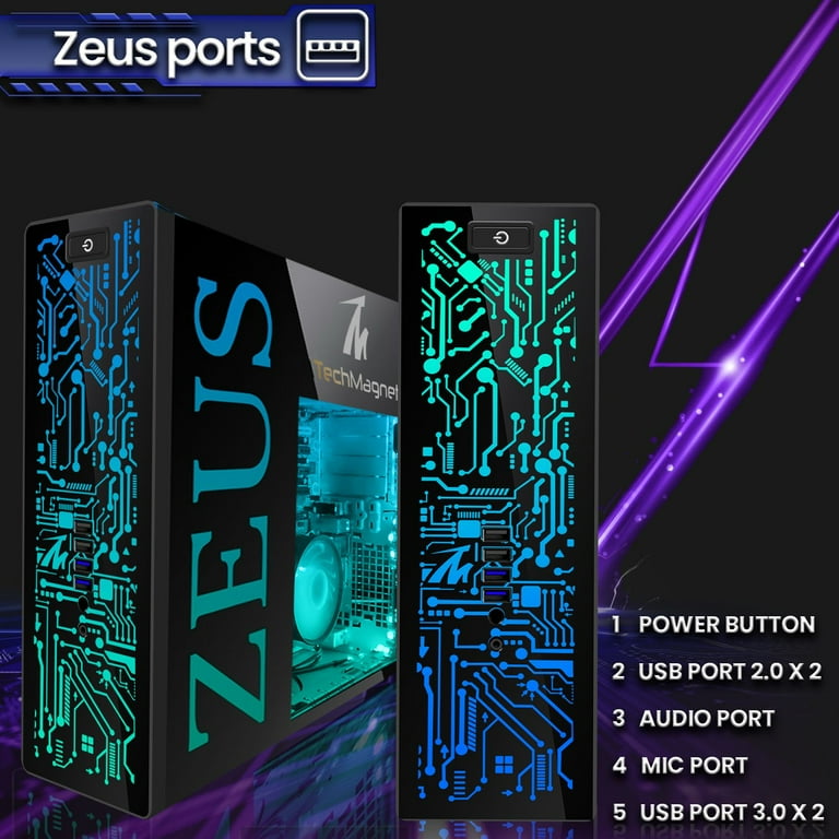 TechMagnet Zeus Pro 6 Gaming Desktops, Intel Core i5, 32GB, 2TB HD, 1TB SSD (Restored)