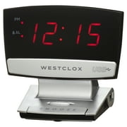 Westclox Silver and Black Electric Digital Desk or Night Table Alarm Clock with USB Charging Port  Model 71014X
