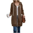 thumbnail image 6 of Quealent Long Hoodies for Women 2025 Full Zipper Plain Hoodie Dress with Pockets Cardigan Hooded Sweatshirt Women Jacket Coat Coffee for Size XXL, 6 of 9