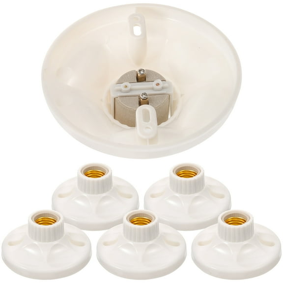 OUNONA  6 Pcs Standard Lamp Fitting Receptacle Bulb Light Socket White