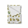 thumbnail image 2 of Watercolor Soft Flannel Fleece Throw Blanket, Furry Rabbit Bunny Pattern Easter Animals Domestic Fluffy Pets, Cozy Plush for Indoor and Outdoor Use, 50" x 70", Pale Brown Pale Yellow, by Ambesonne, 2 of 6