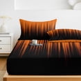 thumbnail image 6 of King Size Fitted Sheet Set - Burnt Orange Black Ombre 3 Piece Bedding Sets 16" Deep Pocket Fitted Sheet with 2 Pillowcases, Modern Abstract Striped Gradient Brushed Microfiber Hotel Luxury Bed Sheets, 6 of 9