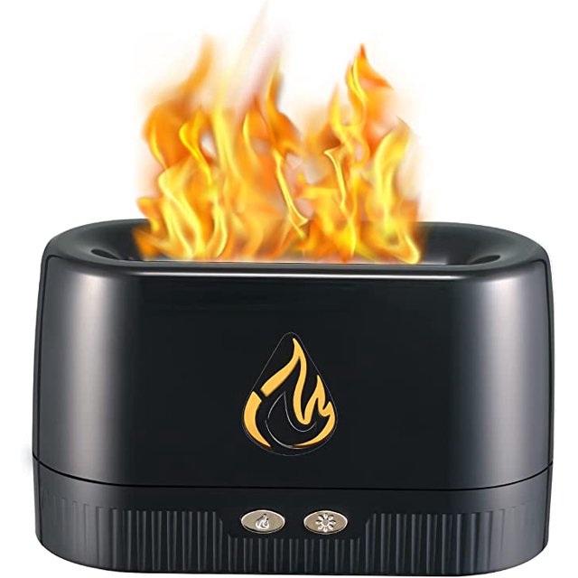 Difusor de aromaterapia con 7 colores, difusores de aroma silenciosos, difusor de llama humidificador de niebla fría con protección de apagado automático sin agua (negro) JAMW Sencillez