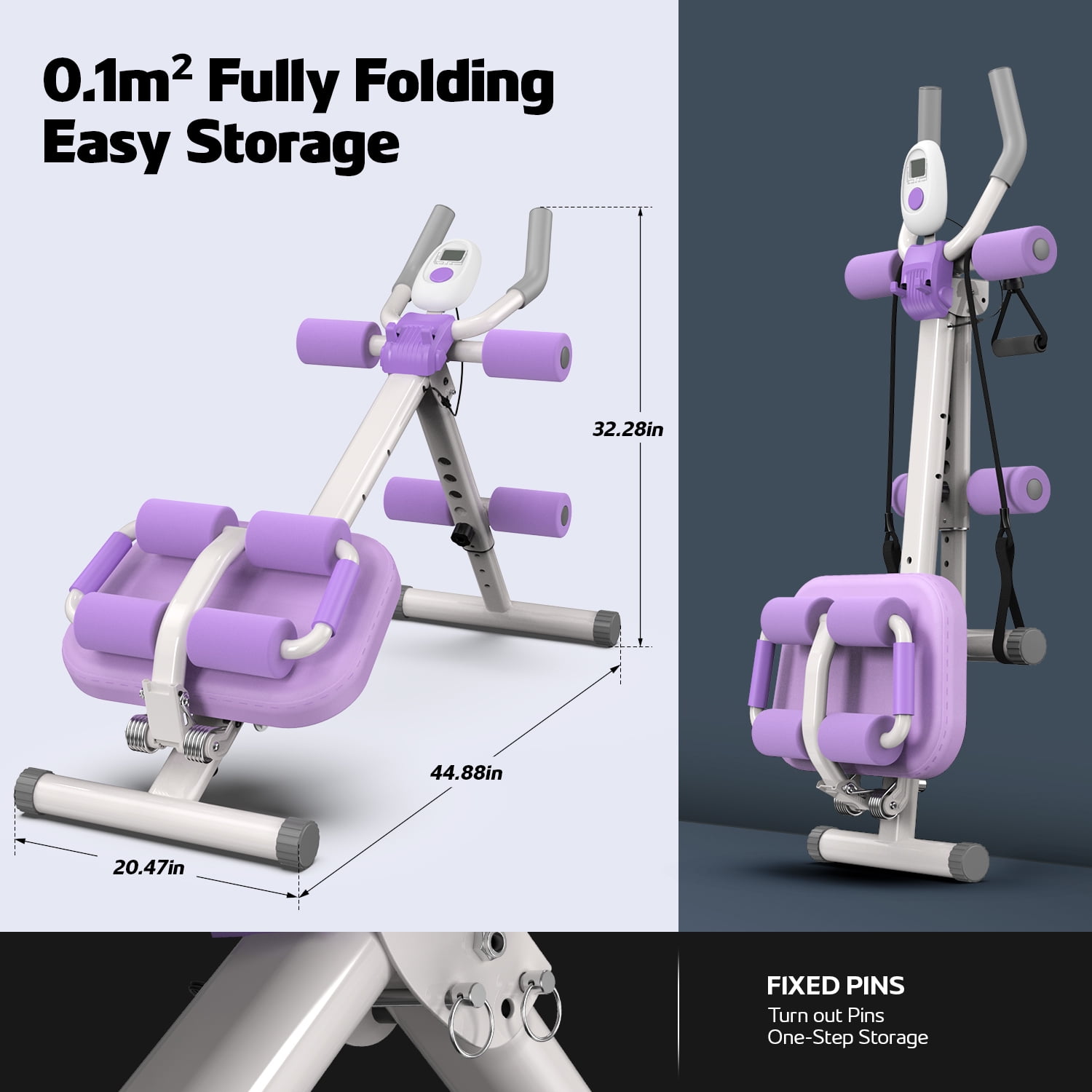 Lnow Adjust Ab Machine, Foldable Ab Machine with LCD Monitor Ab Workout Equipment Full Body Workout for HomLnow Adjustable Gym, Core & Abdominal Trainer Fitness Equipment, 350lbs