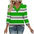 thumbnail image 3 of AnuYalue Womens 3/4 Sleeve Shirts V Neck Striped Tops Fashion Color Block T-Shirt Spring Summer Outfits, 3 of 9