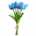 thumbnail image 1 of Asija - 10 tulipanes artificiales de seda azul claro de 34 cm para decoración de hogar, cocina y boda, 1 of 8