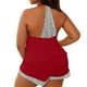 thumbnail image 2 of Conjunto de pijama con ribetes de encaje para mujer talla grande: camiseta sin mangas y pantalones cortos, ajuste regulable para una comodidad relajada, 2 of 7