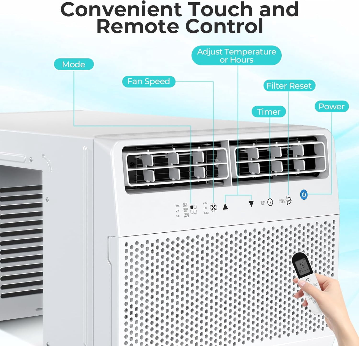 FREE VILLAGE 12,000 BTU U-Shaped Window Air Conditioner Unit Cools up to 550 Sq.Ft.with 6 Modes 24H Timer,Ultra Quiet Window AC Units with Full Window View,Energy Saving,Easy to Install,Black