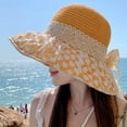 thumbnail image 6 of SikaFu Summer New Seaside Holiday Sunscreen Hats Female Lace Flower Splicing Cold Hat Fashionable Foldable Fisherman Hat, 6 of 9