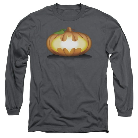 Batman Bat Pumpkin Logo Long Sleeve T-Shirt Adult 18/1 Charcoal