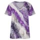 thumbnail image 4 of Fiudx Camisas de Mujer Moda Mujer V-Cuello Manga Corta Blusa Camiseta Verano Impresión Tops Sueltos, 4 of 7