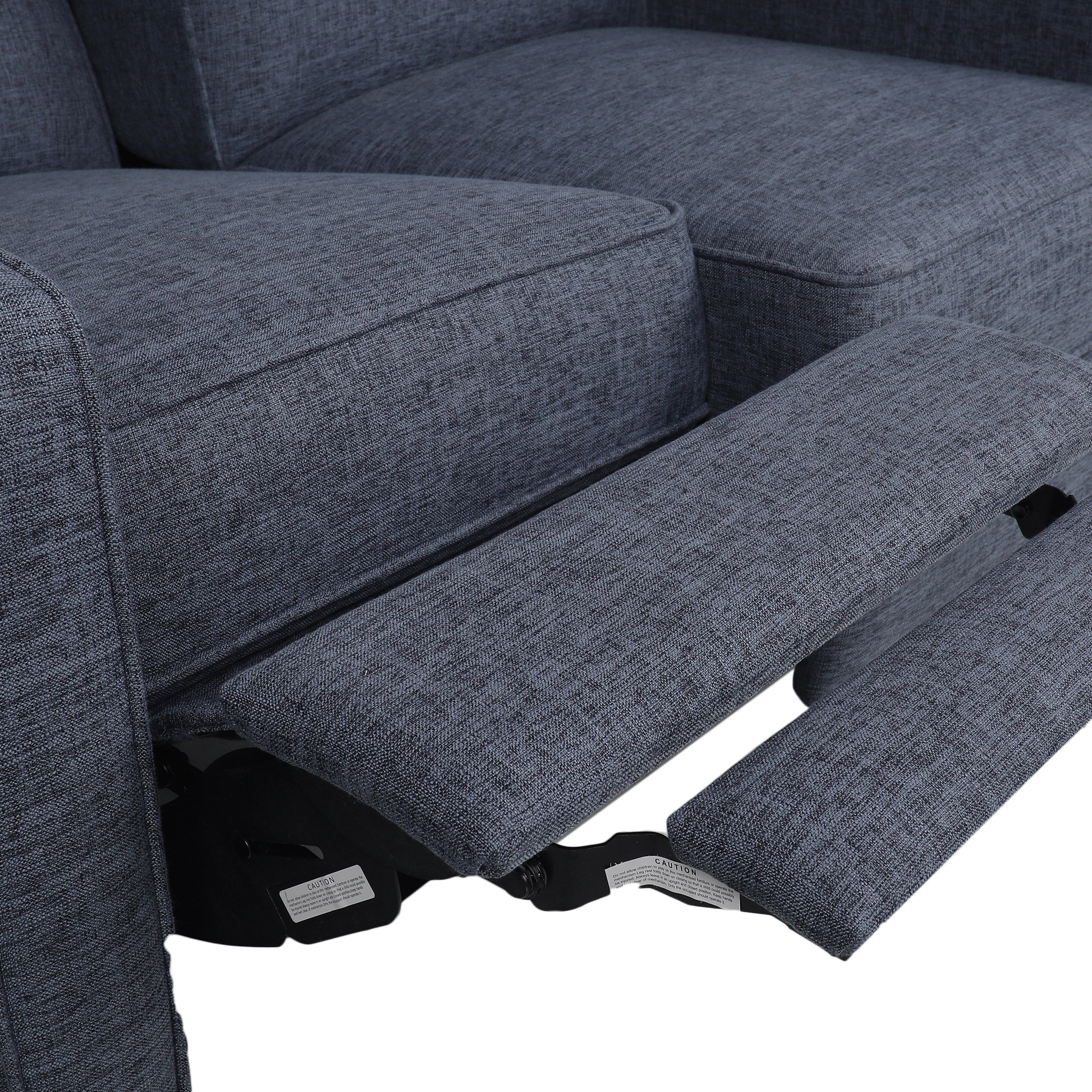 Noble House Craigue Fabric Tufted Loveseat Pushback Recliner, Dark Blue