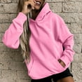 thumbnail image 4 of Womens Sweatshirt Women's Winter Fall Slim Artificial Short Velvet Long Sleeve Hooded Sweatshirts with Pockets Hoodies for Women Pink M, 4 of 5