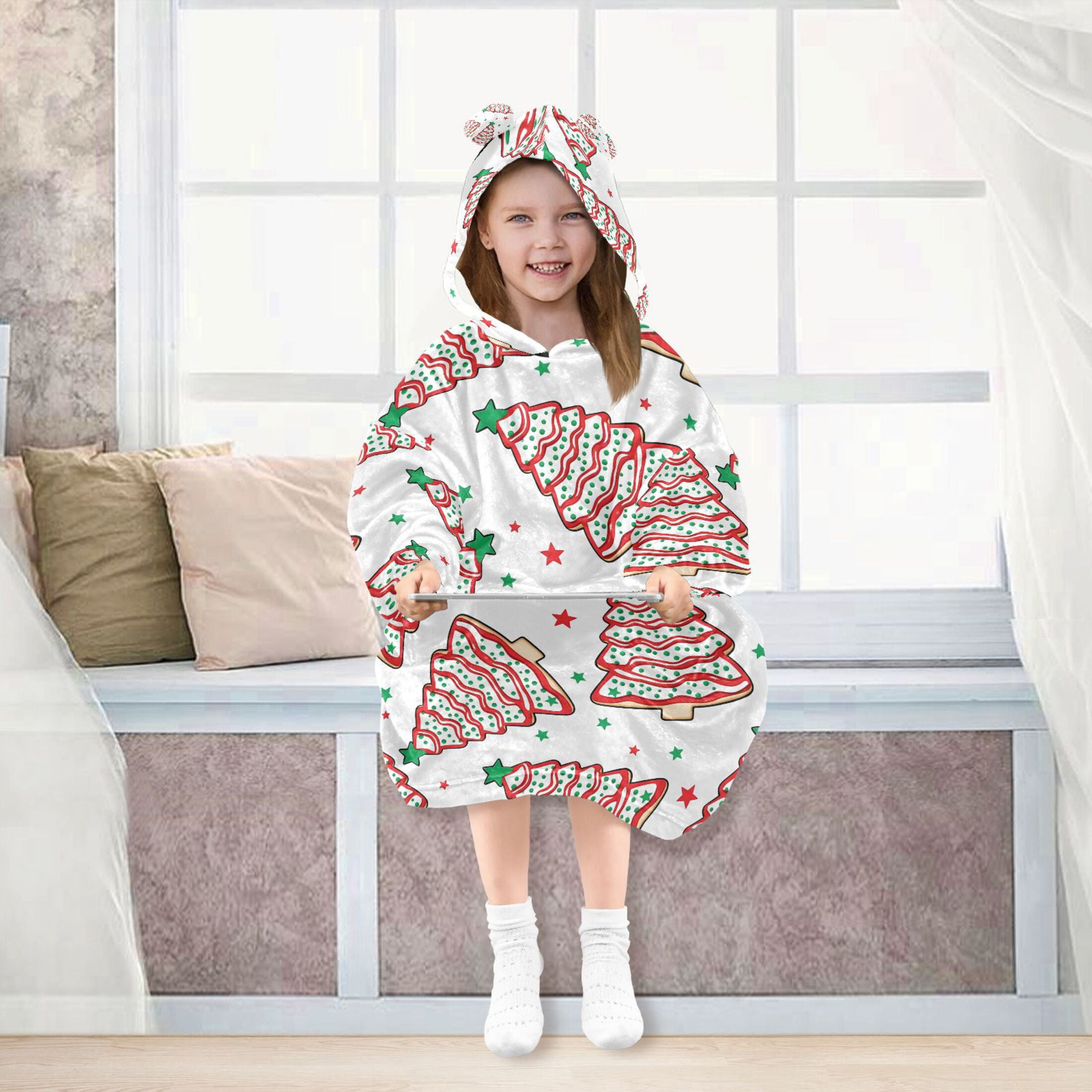 joogoo Wearable Blanket Hoodie for Christmas Tree Cakes Oversized Sherpa Hooded 3-14 YR M