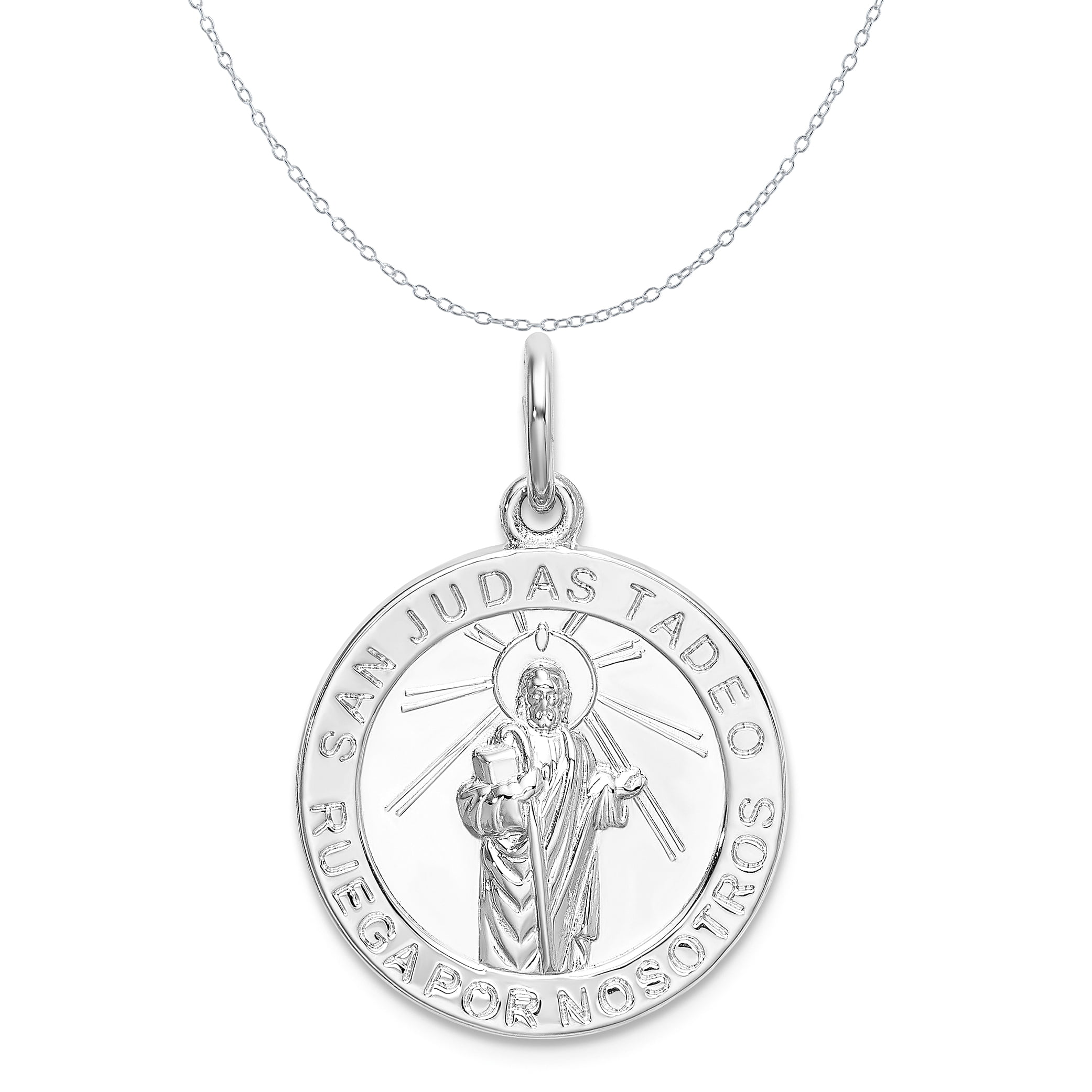 Sterling Silver Anti-Tarnish Treated Miraculous Medal Charm on an Adjustable Chain Necklace