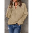 thumbnail image 3 of Womens Sweaters Long Sleeve 1/4 Zip Pullover Polo V Neck Dressy Casual Tops, 3 of 7