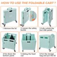 thumbnail image 4 of Foldable Utility Cart, Portable Rolling Crate, 360° Rotate Wheel Handcart Shopping Trolley, Wheel Box with Lid Wear-Resistant Noiseless, Multiple Use Cart for Travel, Shopping and Moving, Green, 4 of 5