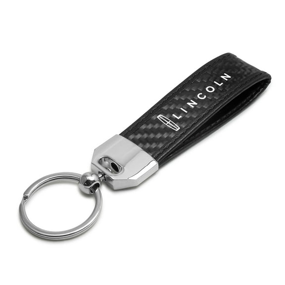 Lincoln Real Carbon Fiber Leather Strap Key Chain with Black stitching