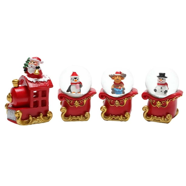 Christmas Train Snow Globes Crafts Snowman Figurines Resin Dome Water