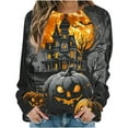 thumbnail image 2 of Jsaierl Womens Halloween Sweatshirts Plus Size Pumpkin Ghost Graphic Sweatshirt Going Out Crewneck T-shirt Long Sleeve Holiday Pullover Tops Halloween Gifts, 2 of 6
