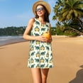thumbnail image 3 of Balery Cartoon Turtles Vestidos de verano para mujer con estampado: vestido holgado sin mangas, vestido playero informal y cómodo para días calurosos., 3 of 7